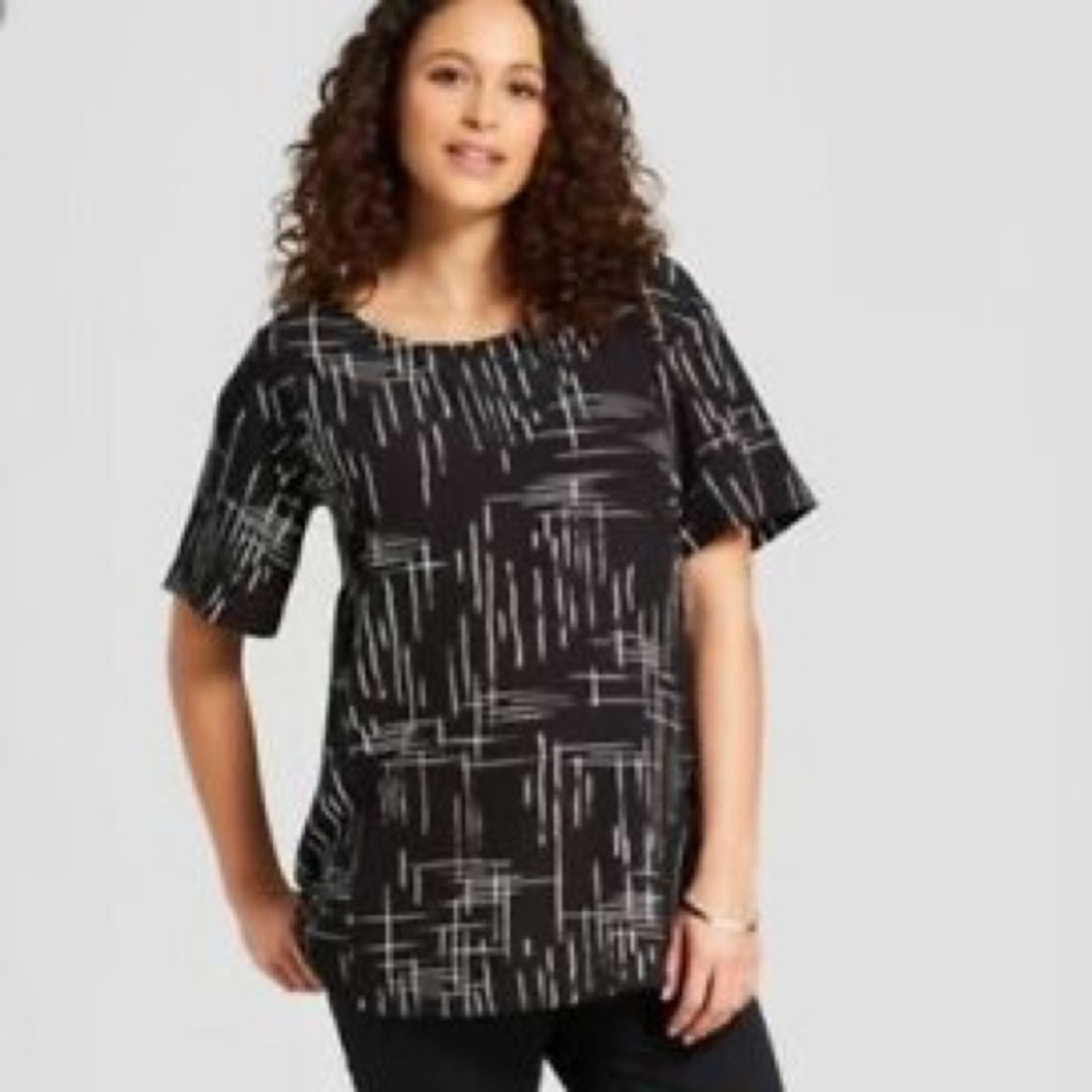 Isabel Maternity Black & White Print Shirt L NWT